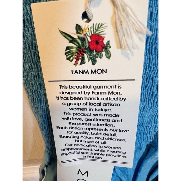 Fanm Mon XL Marion Front Keyhole Embroidered Butterfly Sleeveless Peplum Top NWT - Picture 7 of 10